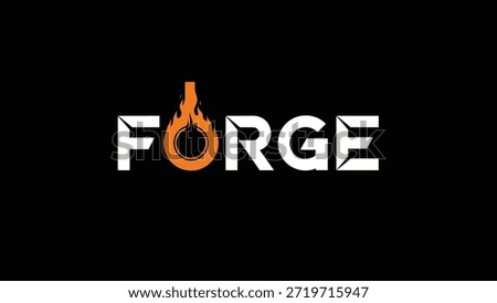 A striking logo design featuring the word 'FORGE' in bold white letters against a black background. The 'O' in FORGE is creatively replaced with a
