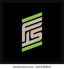 Striking Logo F15. Geometric Symbol with Green Accent Bars. Ideal for Performance Products, Engineering Firms, and High-Tech Business Identity Systems. Letter F and number 15
