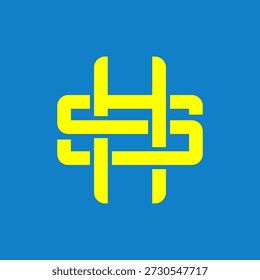A striking logo featuring the letters H and S intricately intertwined in a bold yellow hue, set against a vibrant blue background, creating a modern and memorable design.