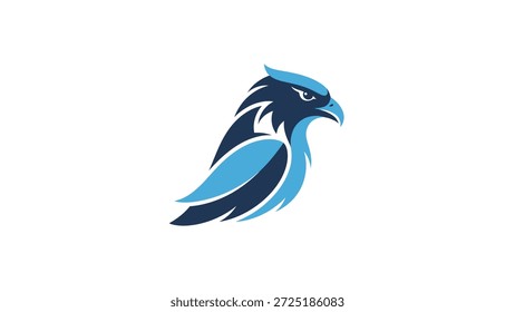 A striking logo featuring a stylized blue eagle with a fierce expression, designed with clean lines and a modern aesthetic, perfect for branding.