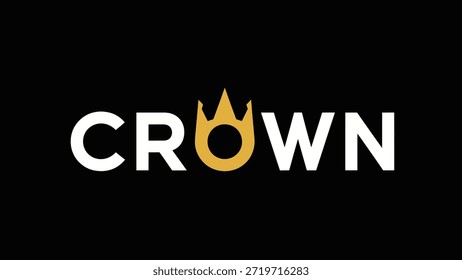 Ein auffälliges Logo mit dem Wort "CROWN" in fett weißer Sans-Serif-Schrift auf schwarzem Hintergrund. Der Buchstabe "O" wird geschickt ersetzt