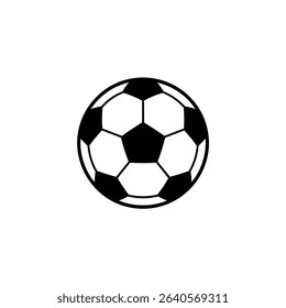 Striking, minimalist black and white vector graphic featuring a soccer ball. The design showcases the traditional pattern of hexagons and pentagons against a clean white backdrop.
