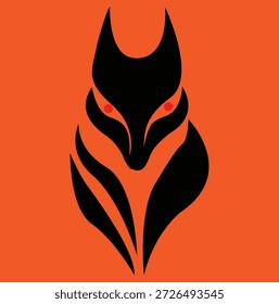 Incrível emblema de cabeça de raposa minimalista com olhos vermelhos intensos, design elegante
