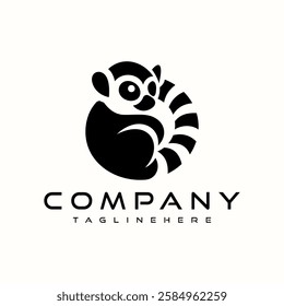 A striking and minimalist lemur logo. Easily recognizable across a variety of applications, such as business cards, websites, and merchandise. A cheerful and sophisticated lemur illustration.