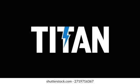 A striking and minimalist logo design featuring the word 'TITAN' in bold white sans-serif lettering against a solid black background. The letter 'I'
