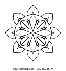 Striking Minimalist Mandala with Symmetrical Patterns and Bold Lines Adults Coloring Book Page
