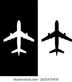 Uma impressionante imagem monocromática com silhuetas de avião. Um é branco sobre preto, o outro preto sobre branco, criando um visual de alto contraste. Simples, limpo e moderno. 160º