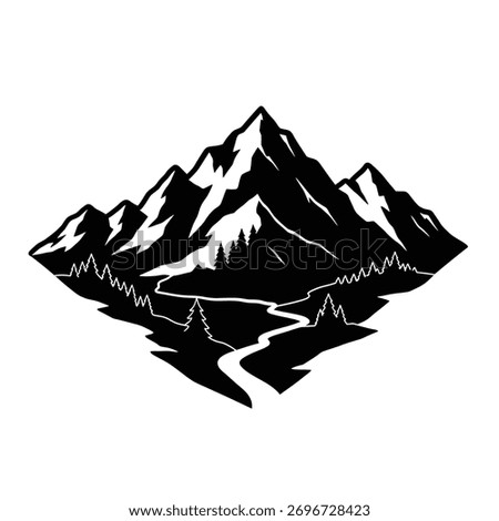 Striking mountain range design, recognized by its distinctive silhouette style.