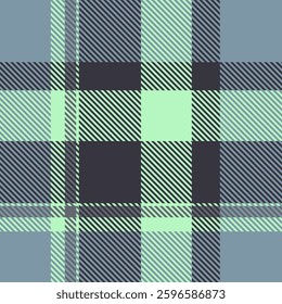 Striking pastel plaid pattern in mint green and slate gray.  Ideal for textile design, fashion, website backgrounds, or any project needing a fresh, modern, and subtly textured aesthetic.
