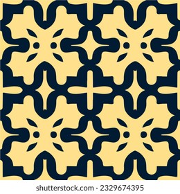 Striking patterned tilework in black and yellow, adorning a radiant yellow background, showcasing a mesmerizing Persian design known as girih, combining intricate geometric motifs.