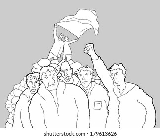 Striking people made revolution (black and white version)