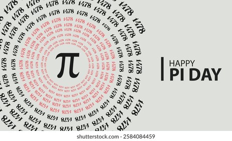 A striking Pi Day banner featuring a spiral pattern made of Pi digits, with the Pi symbol at the center, celebrating the mathematical constant in a visually compelling way.