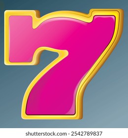 A striking pink number 7 with a gold border vector illustration, ideal for use in casino, luxury, and decorative designs.High-quality perfect for websites, marketing materials, and promotional content