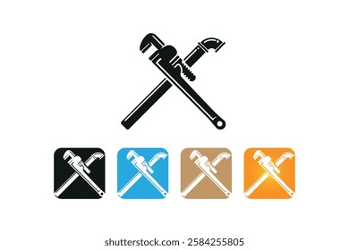 A striking plumbing logo featuring crossed wrenches in a minimalistic style. Ideal for plumbing businesses, repair services, and mechanical industries seeking a strong brand presence.