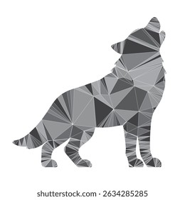 Un motif polygonal frappant forme un loup à l'aide de formes triangulaires aiguës, créant un arrière-plan d'Image vectorielle audacieux et abstrait, riche en structure et en profondeur.