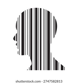 A striking portrait of a face constructed from bold vertical black stripes
