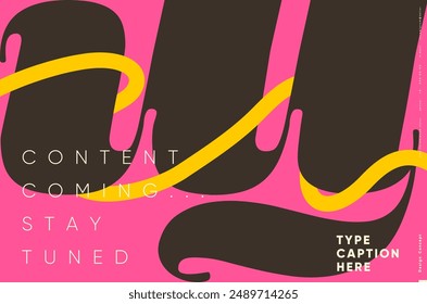 A striking poster with bold black and vivid pink background, intertwined with a lively yellow ribbon, perfect for engaging announcements and promotions.