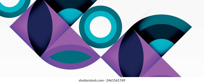 A striking purple and electric blue geometric design on a white background, reminiscent of abstract art. The circles and shades of violet create a dynamic and eyecatching organism