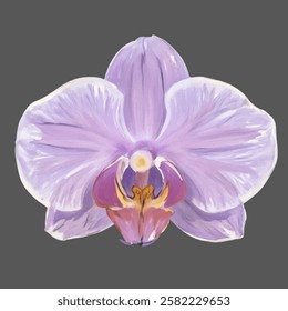 A striking purple orchid illustration, symbolizing luxury and exotic beauty. Ideal for tropical branding, spa logos, and floral design.