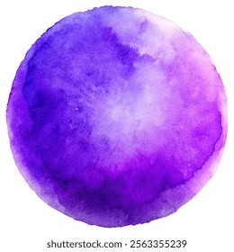 Striking purple watercolor circle with soft gradients, ideal for artistic projects and vibrant designs.