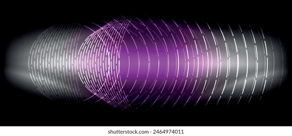 A striking purple and white wave design set against a sleek black background