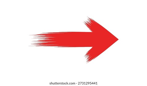 Una sorprendente flecha roja, representada con una silueta dinámica de pincelada, transmite poderosamente un sentido de dirección.