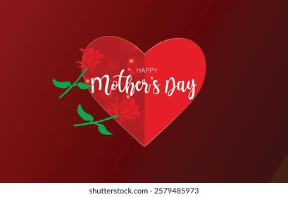 A striking red backdrop adorned with a lovely design conveys warm wishes for Mother's Day