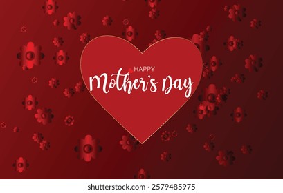 A striking red backdrop adorned with a lovely design conveys warm wishes for Mother's Day