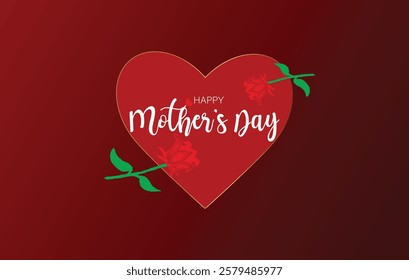 A striking red backdrop adorned with a lovely design conveys warm wishes for Mother's Day