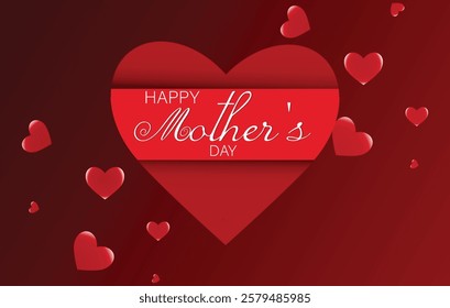 A striking red backdrop adorned with a lovely design conveys warm wishes for Mother's Day