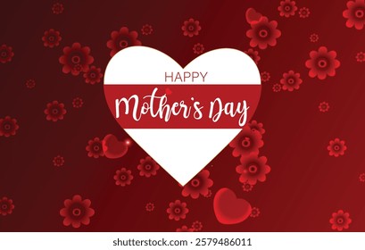 A striking red backdrop adorned with a lovely design conveys warm wishes for Mother's Day