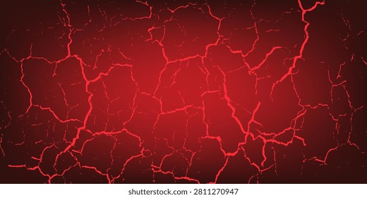 striking red and black cracked texture background, resembling molten lava or fractured earth. The glowing cracks create a dramatic and intense visual effect.