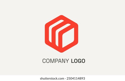 Diseño llamativo del logotipo de la caja roja con líneas limpias y geometría audaz que simbolizan la fuerza, la modernidad y el impacto de la marca que capta la atención