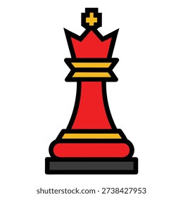 A striking red chess king piece with golden accents, symbolizing strategy, leadership, royalty, and competitive play.
