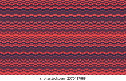 Striking red and dark blue wavy stripes pattern.  Perfect for website backgrounds, textiles, or modern design projects. Seamless repeat creates endless possibilities.  Vibrant, retro style.