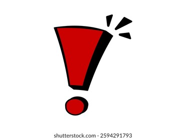 A striking red exclamation mark with dynamic shadow, symbolizing urgency and attention.