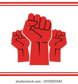 Striking red fists symbolizing unity and resistance, ideal for activism, protests, and bold graphic designs.