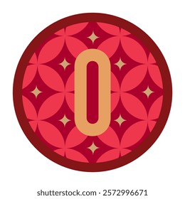 A striking red and gold-themed circular design presenting the number zero with a floral geometric pattern, blending tradition with contemporary art.