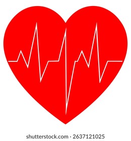 A striking red heart icon incorporates a white EKG heartbeat line, symbolizing vital health and medical concepts.