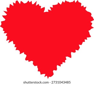 Uma impressionante ilustração vetorial de coração vermelho jagged spiky edge design ideal para casamento romântico moderno elementos gráficos expressivos isolados no branco