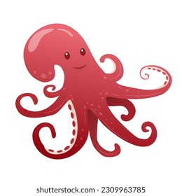 Striking Red Octopus Illustration A Mesmerizing Marine Creature in Vibrant Hues