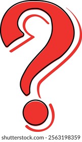 Striking Red Question Mark with Outline Vector