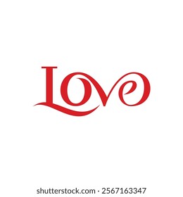 A striking, red script font spelling out "LOVE" on a white background.