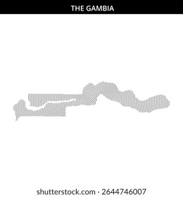 Striking representation of The Gambia's national outline using lines.
