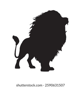 Striking Roaring Lion Silhouette for Logos and Branding - Lion Vector - Lion Icon
