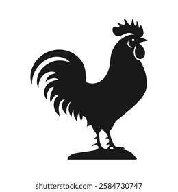 A striking rooster silhouette with its head held high, capturing the essence of rural life and barnyard charm.