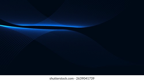 Striking Royal Blue Wave Pattern with Luminous Lines: A Modern Abstract Background for Tech Designs and Futuristic Visualizations, Ideal for Digital Art