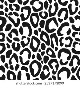 A striking seamless leopard print pattern in black and white. This stylish and timeless design is perfect for textiles, fashion, wallpapers, and various creative projects.