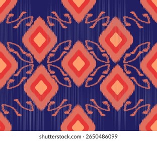 Um impressionante padrão perfeito em vermelho e marinho, com diamantes e ziguezags inspirados em navajo. Uma ousada visão moderna sobre as tradições têxteis indígenas, ideais para moda, embalagens e cenários digitais.