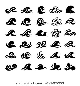 Un conjunto llamativo de ondas en blanco y negro sobre un fondo blanco